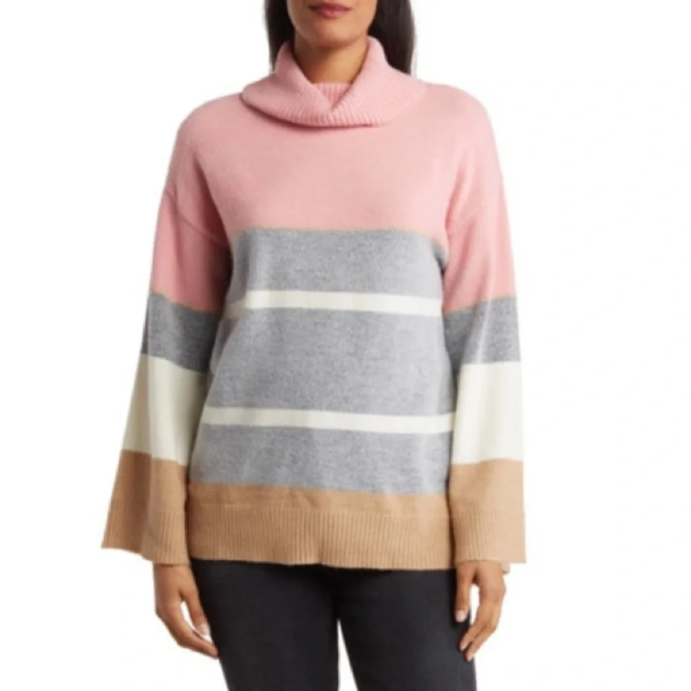 H by Halston Multicolor Turtleneck Sweater